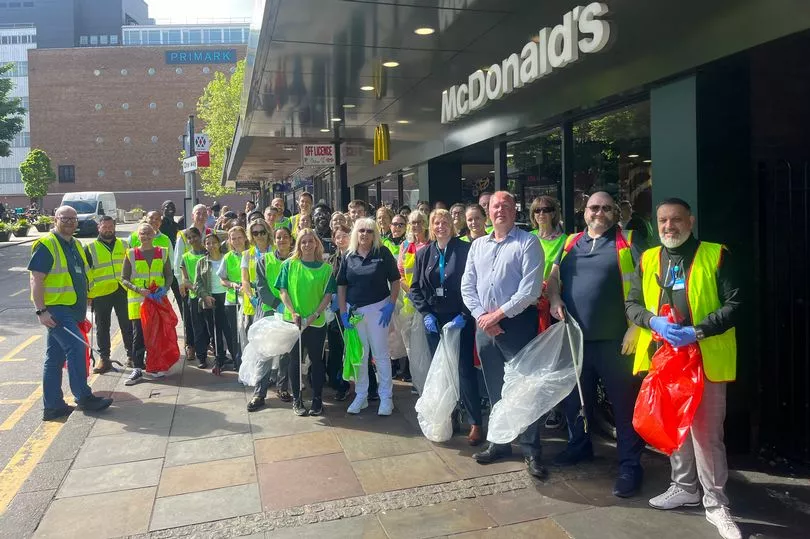 Volunteers collect 60 bags of rubbish from city centre in huge spring clean